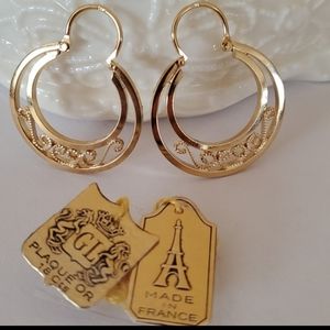 Gold Scroll Hoop Earrings